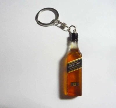 JOHNNIE WALKER Black Label Bottle KEYCHAIN Keyring Novelty Indonesia 3D 2.5"  - Image 1 of 4