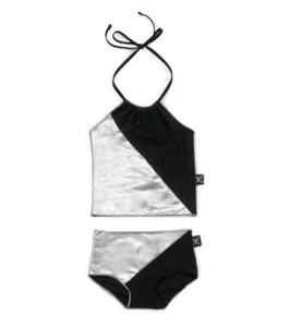 Nununu L3736 Collar Bikini Black/Silver Toddler Girl's Size 4-5 - Picture 1 of 1