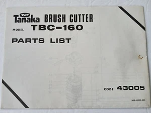 TANAKA Model TBC 160 BRUSH CUTTER Parts List Manual OEM - Picture 1 of 9