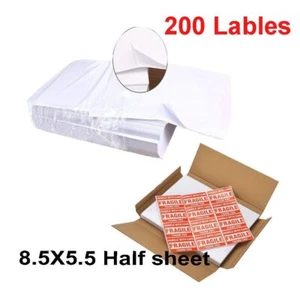 200 etiquetas media hoja etiquetas de envío para impresora láser/inyección de tinta autoadhesiva - Imagen 1 de 6