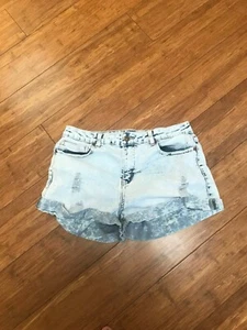 Forever 21 Jean Shorts 29 Distressed Light  Blue Acid Washed  - Picture 1 of 4