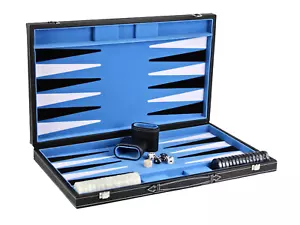 Juego de backgammon de cuero azul cielo 21 pulgadas - Imagen 1 de 5