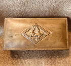 Brass Box Art Deco Solid Engraved Gazelle & Rider Wood lined Antique RARE