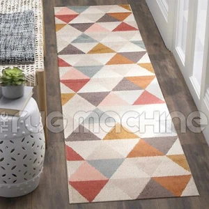 ELEMENTS BLUSH GEOMETRIC ON-TREND POWER LOOMED MODERN RUG RUNNER 80x400cm **NEW* - Picture 1 of 6
