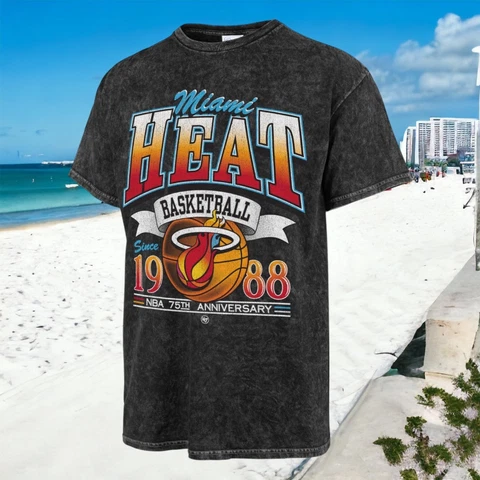 Miami Heat NBA 1988 75th Anniversary 47 Vintage Tubular T-Shirt Size 2XL XXL New Cover