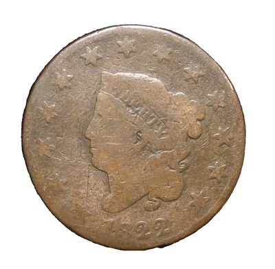 1822 Coronet Head Large Cent 1C Looks Better In Hand ecoinsales - Image 1 of 2