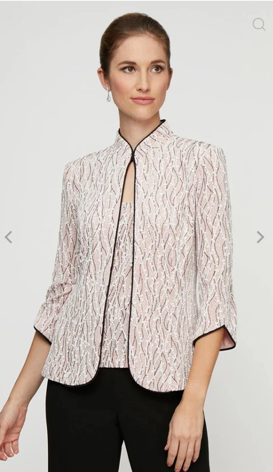 Alex Evenings 双套夹克和背心 XL 码贝壳粉色/在线售罄 — 第 1/4 张图片