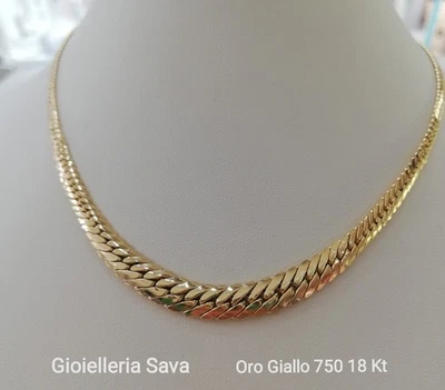 Bellissima collana Girocollo lucida Serpentina cm 45 in oro giallo 750 18 kt  - Immagine 1 di 4