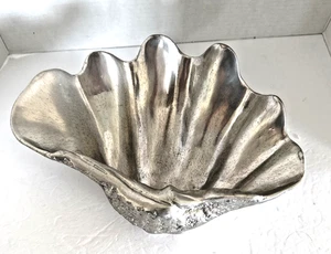 VTG ARTHUR COURT CLAM SHELL Aluminum 1976 SERVING DISH Sea  4”T x 11.1” W x 8” D - Picture 1 of 8
