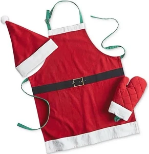 Martha Stewart Collection Kids 3-Pc. Set Santa Apron Chef's Hat & Oven Mitt - Picture 1 of 5