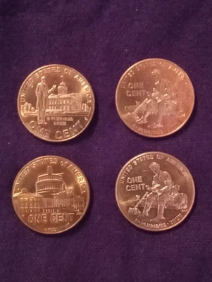 Rare Lincoln Bicentennial Penny Set of 4 Commemorative Coin Errors And Reds - Image 1 of 2