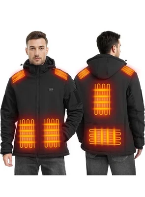 Men's Heated Jacket with Battery,Waterproof Heated Coat w/ Detachable Hood - Image 1 of 4