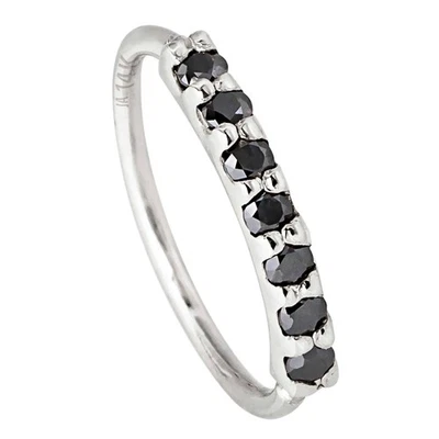 Joyería Avalancha 20G Oro 14K 7 Piedras Nariz Aro Anillo con Moissanitas Negras, 8m Foto 1 de 4