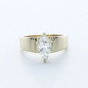ANILLO SOLITARIO BANDA CÓNICA 14K MARQUESA DIAMANTE D/VS2 CREADO EN LABORATORIO AGI 1,5 QUILATES - Imagen 1 de 4