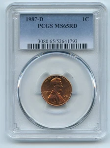 1987 D 1C Lincoln Cent PCGS MS65 - Picture 1 of 1