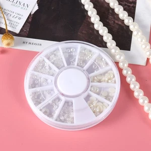 200 pezzi dimensioni miste gemme perle smalto nail art acrilico manicure decorazione punte (beige) - Foto 1 di 12
