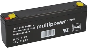 1x Multipower Blei-Akku MP2,3-12 Pb 12V 2,3Ah VdS G107033, Faston 4,8mm AGM  - Bild 1 von 7