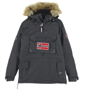 Geographical Norway Men Parka Jacket Anorak Insulated Black Fr0 Size M - Picture 1 of 12