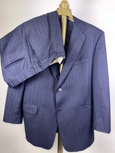 Traje a rayas Daniel Cremieux Collection para hombre 42S azul marino Ing Loro Piana - Imagen 1 de 24