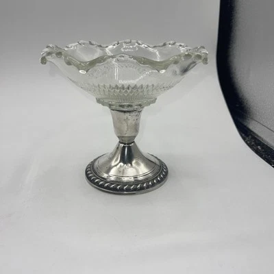 Plato de caramelo de compota de vidrio ponderado de plata esterlina Duchin Creation de colección Foto 1 de 4