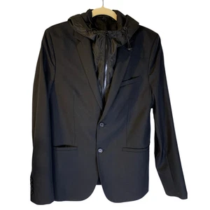 Blazer sportivo con cappuccio The Kooples taglia 46 S US uomo nero lana mohair rigido - Foto 1 di 10