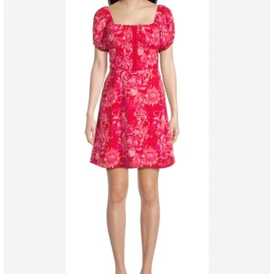 Steve Madden NYC Corsé Mini Vestido Rojo Busto Tazas Estampado Floral Talla XL Foto 1 de 4
