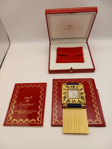 *** Cartier Lapis Blue folding / travel Clock Complete grade A Time Capsule *** Cover