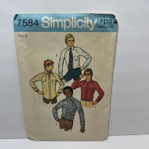 Simplicity 7584 Teen Boys Shirt Pattern 18 Chest 35" *Uncut* - Picture 1 of 3