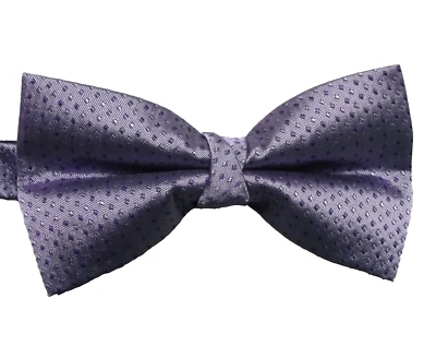 Bow Tie Mens Bowtie Adjustable Fashion Wedding Party POLKA DOT SQUARES PURPLE - Image 1 of 2