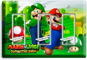 SUPER MARIO LUIGI BROTHERS 3 GFCI LIGHT SWITCH WALL PLATES COVER GAME ROOM DECOR - Picture 1 of 1