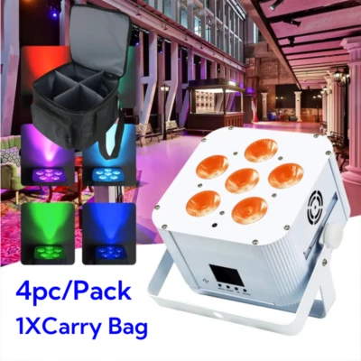 4/Church DJ Party 6X18W Battery Wireless Par DMX Wifi Remote Led Wedding Uplight - Image 1 of 4