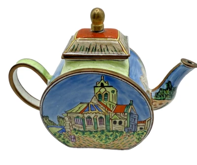 KELVIN CHEN 微型罕见复古铜珐琅茶壶 Auvers- 梵高 3.5 — 第 1/4 张图片