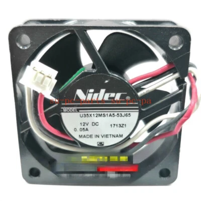 NIDEC DC 12V 0.05A U35X12MS1A5-53J65 35X35X12MM 3-PIN Micro Cooling Fan - Image 1 of 4