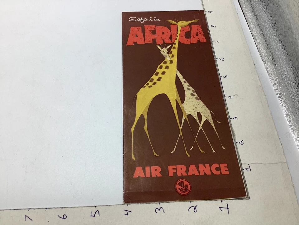 Folleto/mapa ORIGINAL -- 1958 Safari en ÁFRICA -- AIR FRANCE v genial con JIRAFA Foto 1 de 4