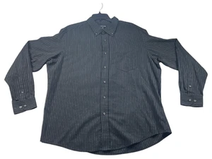 George Button Down Shirt Mens Size XL Black White Striped Long Sleeve Pockets - Picture 1 of 7