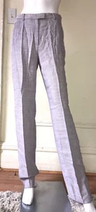 NWT ARMANI COLLEZIONI Sz. 6 pants Unhemmed, Purple/White Linen career Styled Wow - Picture 1 of 9