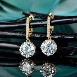 Clip-On Hoop Earrings 3Ct Round Cut Lab Created Diamond 14K Yellow Gold Plated - Picture 1 of 10