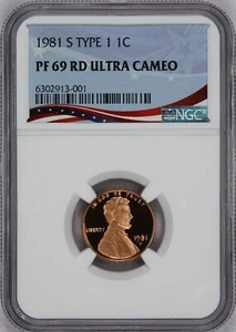 1981-S Type 1 Lincoln Cent PF69RD Variety Proof PR Ultra Cameo NGC Graded - Picture 1 of 3