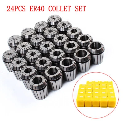 24pcs ER40 Collet Set Metric Size High Precision Spring Clamping Collet Kit New - Image 1 of 4
