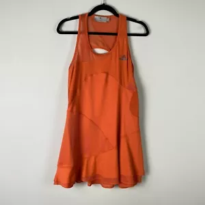Adidas Stella McCartney Tennis Dress Womens Large Orange Mini Mesh Sleeveless - Picture 1 of 10