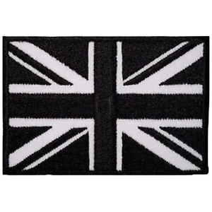 Union Jack Bandera Negra Bordado Costura En Hierro En Parche Insignia CORREO GRATUITO EN EL REINO UNIDO - Imagen 1 de 2