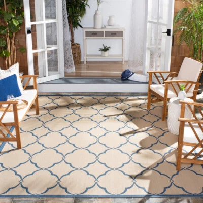SAFAVIEH Indoor Outdoor BHS125N Beach House Cream / Blue Rug - Image 1 of 4