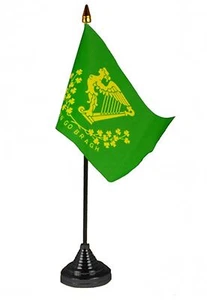 ERIN GO BRAGH TABLE DESKTOP FLAG Ireland forever IRISH EIRE 6"X4" BLACK BASE - Picture 1 of 1