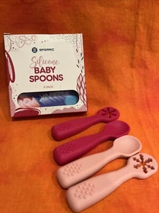 Beste erste Stufe Baby Säuglingslöffel, 4er Pack, weiche Silikon Baby Löffel - Bild 1 von 2