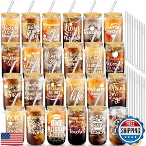FoldTier 24 Sets Bulk Teacher Appreciation Gifts 16 oz Thank You Teacher Glas - Picture 1 of 5
