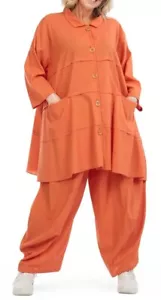 PLUS SIZE ORANGE LINEN BLEND 2 POCKETS COLLAR A-LINE JACKET/TUNIC Size 24-26 - Picture 1 of 5