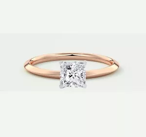 1/2 kt Princess D/VVS Lab Created gewachsener Diamant Verlobungsring 14 K Rotgold - Bild 1 von 1