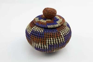 Hand Woven Basket with Top Made By Wounaan And Emberá Panama Indians. Bowl Baske - Picture 1 of 4