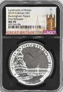 2019 £2 Buckingham Palace Two Pound NGC MS70 Britain 1oz Silver Coin Royal Mint - Picture 1 of 2