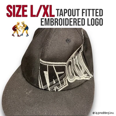 Sombrero ajustado Tapout negro estilo Flexfit logotipo bordado talla L/XL Foto 1 de 3
